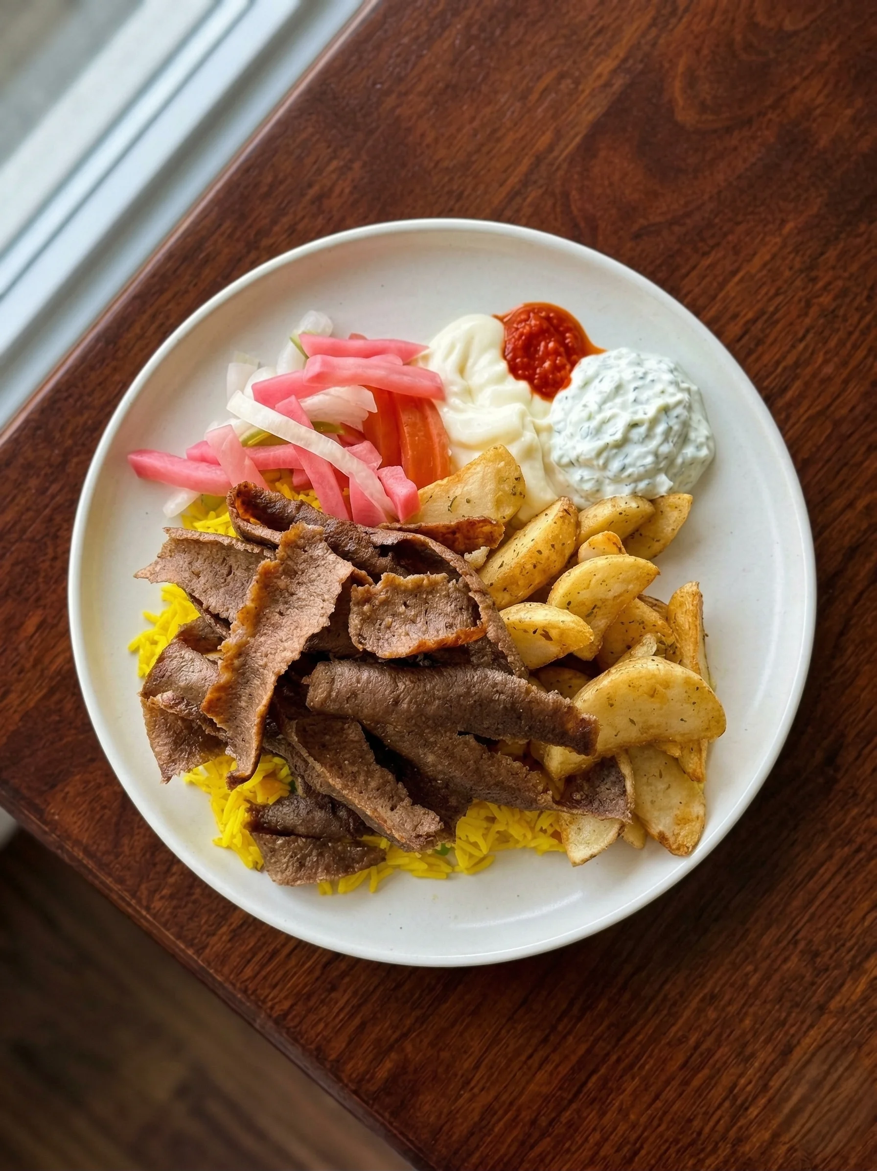 Beef donair platter at Empire Shawarma Calgary NW